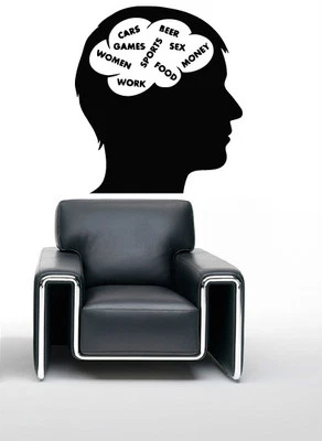 Pegatinas de pared calcomanía de vinilo hombre pensando sexo coches mujeres decoración de pared mural (ig009) Foto 1 de 3