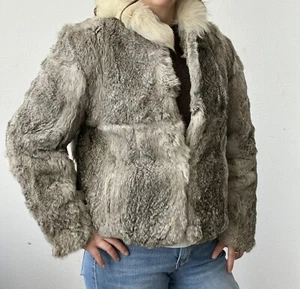 Abrigo de piel real Kamal vintage chaqueta de bombardero de piel suave cuello en contraste preppy para mujer - Imagen 1 de 12