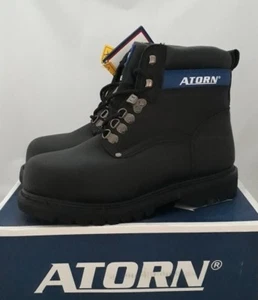 ATORN Black D-Ring Safety Boot Steel Toe Cap Steel Midsole SIZE 7/41 3100 - Picture 1 of 4