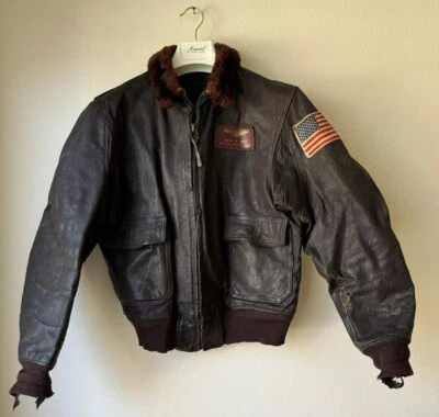 Винтажный тип G-1 коричневый кожаный полета куртка США темно-Ralph Edwards РЕДКАЯ размер 46 - Изображение 1 из 4