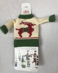 NUEVO CON ETIQUETAS Navidad Vino Feo Suéter Regalo Botella Tejido Cubierta Reno Dennis East - Imagen 1 de 2