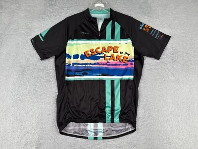 Primal Cycling Jersey Adult Large Black Teal Escape To The Lake 1/2 Zip 2017 - Image 1 of 4