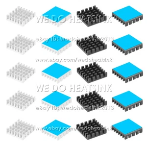 19 x 19 x 5 mm Zigzag argent / noir aluminium dissipateur chauffant refroidisseur avec tampon adhésif - Photo 1/10