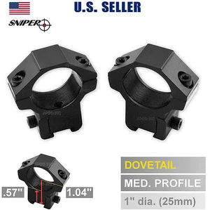 1" DOVETAIL 3/8 Scope Rings ONE INCH 25mm Medium Profile Air Rifle .22 - Picture 1 of 2