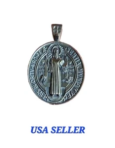 San Benito (St Benedict) Medalla Plata 925 (Medal S925 Sterling Silver) 8.5 gram - Picture 1 of 13