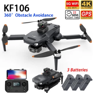 KF106 Drone GPS FPV 3-axis Gimbal 4K HD Camera 360° Obstacle Avoidance 3 Battery - Picture 1 of 23