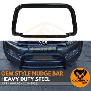 Black Stainless Steel Nudge Bar suits Amarok 2010- 2022 Bull Front Bumper Guard - Picture 1 of 10