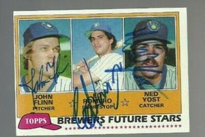 John Flinn & Ned Yost & Ed Romero 1981 Topps signed auto autographed card 
