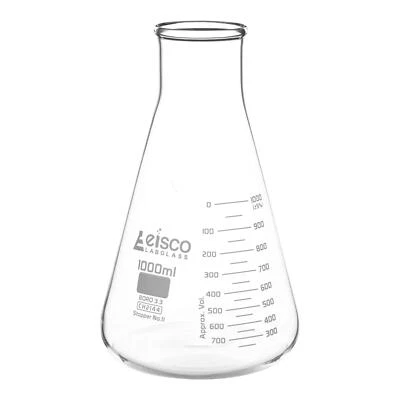 EISCO Erlenmeyer Flask, 1000mL - Wide Neck - ASTM Dual Graduated Scale - Boro Glass