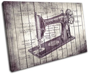 Sewing Shabby Chic Vintage SINGLE CANVAS WALL ART Picture Print - Picture 1 of 1