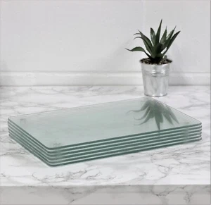 Clear Glass Placemats Set Of 6 Home Kitchen Drinks Dining Mat Tabletop Protector - Picture 1 of 3