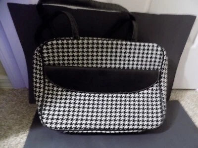 Bolsa de transporte vintage blanca y negra para computadora portátil para damas Foto 1 de 4