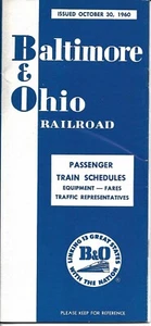 Railroad Timetable - B & O - Baltimore & Ohio - 30/10/60 - Picture 1 of 1