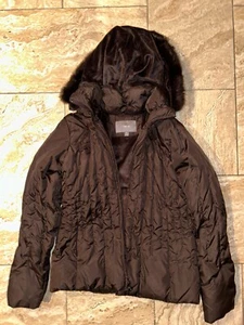 Apt. 9 Insulated Puffer Jacket Brown w/ Fur-Lined Hood Medium - Picture 1 of 2