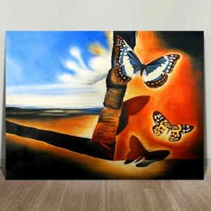 SALVADOR DALI BUTTERFLIES IN LANDSCAPE CANVAS PRINT 8x10" SURREAL ART - Picture 1 of 1