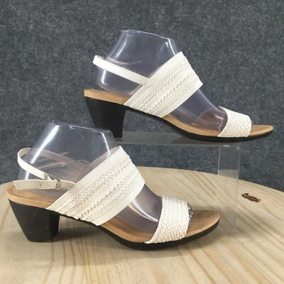 Croft & Barrow Sandals Womens 9.5 M Slingback Rosie White Woven Faux Leather - Image 1 of 4