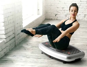 KLarfit Massagegerät Vibrationsplatte 50Stufen LCD 120Kg 500W 80x46cm FB Silber - Bild 1 von 12
