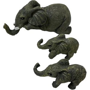 Menge 6 handgefertigte Sammlerstücke Elefant Figuren realistische Safari Tier Deko - Bild 1 von 24