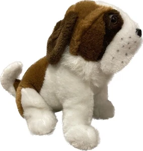 Vintage Youngrowth Realistic Saint Bernard Dog Plush Freckles Curly Tail Eyelids - Bild 1 von 8