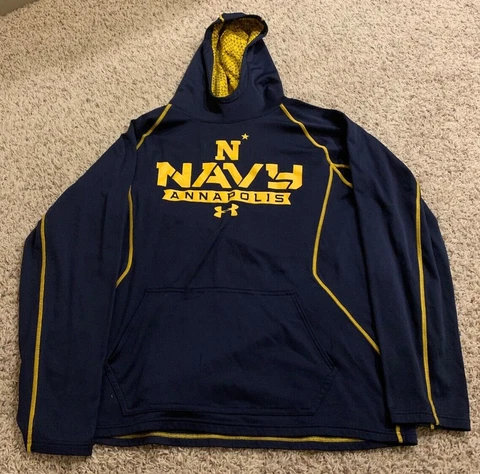 Navy Midshipmen Under Armour Hoodie Navy/Yellow Mens Size Large NCAA Annapolis Cover