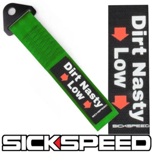 GREEN HIGH STRENGTH RACING TOW STRAP DIRT NASTY LOW BADGE FOR BUMPER P11 - Picture 1 of 1