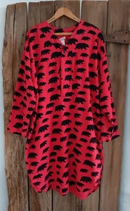 Gotkeys Vintage rot Flanell schwarz Bären Sleepshirt One Size Langarm Cabincore - Bild 1 von 12