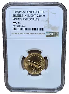 1988-P Transbordador de Oro en Vuelo Jóvenes Astronautas Medalla NGC MS 70-SWO-208IB - Imagen 1 de 4