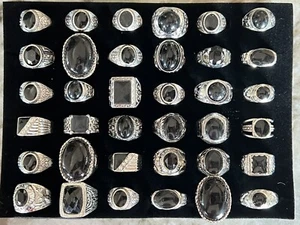 Wholesale Bulk Set 36 Pcs Black Gray Clear Gemstone Silver Toned Fashion Rings - Bild 1 von 18