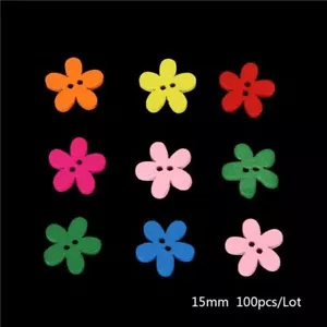 Heart Star Wooden Buttons-Flower Butterfly Wood Button DIY Clothing Decor 100Pcs - Picture 1 of 15