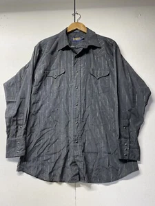 Panhandle Slim gray gold metallic pin stripes pearl snap shirt size 16 1/2 x 34 - Picture 1 of 7