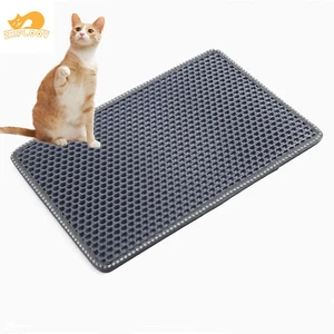 Cat Litter Mat - Double Layer Trapping Mat with Waterproof EVA, 21"x14", Grey - Picture 1 of 6