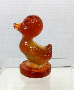 Vintage Boyd Kunst Glas Debbie Ente Figur Amberina Farbe Cadmium leuchten 2" - Bild 1 von 9