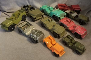 Jeep 1/4 Ton US Army, Fire Rescue 1950's Tootsietoy Ideal Thomas Lot of 10 - Picture 1 of 6