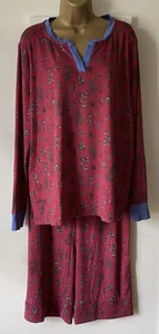 Duluth rot Blumen Damen Langarm Shirt Kordelzug Pyjamahose Set X-L - Bild 1 von 18