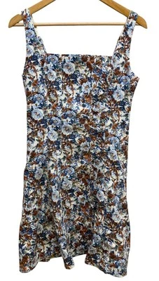 Vestido Abercrombie & Fitch Para Mujer Mediano Sin Mangas Floral Forrado Cremallera Algodón Plisado Foto 1 de 4