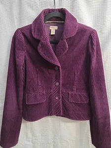 Anthropologie Elevenses Fitted Blazer Short Jacket Purple Corduroy Women Size 8 - Picture 1 of 12