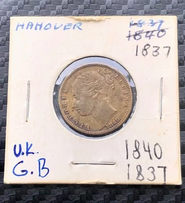 1837 и 1840 Великобритания королева Виктория Регина в Ганновер жетон медаль монета - Изображение 1 из 4