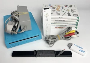 Nintendo Wii Blue Console Bundle - 5 Games - Official Controller - M29 - Picture 1 of 11