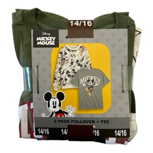Disney Mickey Mouse Boy's 2-Pack Long Sleeve Pullover & Short Sleeve Tee Set - Picture 1 of 3