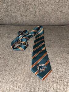 NFL Miami Dolphins Logo Maskottchen gestreift Football Polyester Krawatte LESEN - Bild 1 von 9