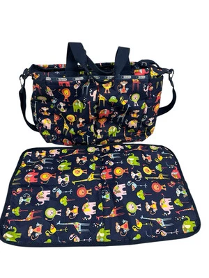 Lesportsac Large Baby Diaper Bag Safari Nylon Blue With Changing Pad - Image 1 of 4