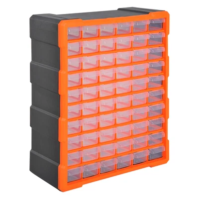 Storage Cabinet Orange Polypropylene 60-Drawer 38x16x47.5cm Wall-Mount ClearBins - Image 1 of 4