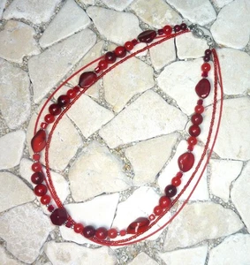 ★ 3reihige kurze Kette ★ Collier ★ rot ★ - Picture 1 of 3