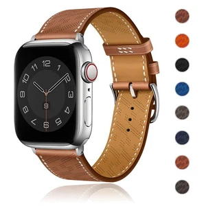 For Apple Watch 9 8 7 6 5 4 SE Ultra 2 Leather Strap Band Bracelet 44/41/45/49mm - Picture 1 of 17