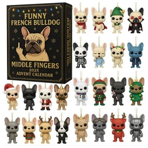 1Set Französische Bulldogge Adventskalender Fun Mittelfinger Französische Bulldogge Advent - NEU - Bild 1 von 9