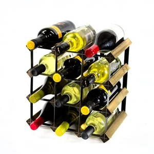 Cranville Vino Cremagliera Conservazione 12 Bottiglia Noce Macchia Legno / Nero - Foto 1 di 4
