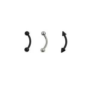 set 3 Piercing Sopracciglio Acciaio Chirurgico titanio Curvo Bilancino - Foto 1 di 1