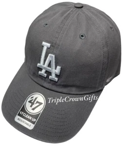 MLB Los Angeles Dodgers ('47 Brand) Clean Up Hat Adjustable Dark Gray - Picture 1 of 5