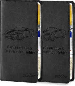 2Pack Leather Car Registration and Insurance Card Holder, Car Document Holder fo - Picture 1 of 12