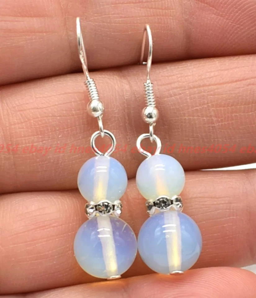 Orecchini pendenti vera pietra di luna naturale con GARANZIA argento 925 NUOVI - Immagine 1 di 2